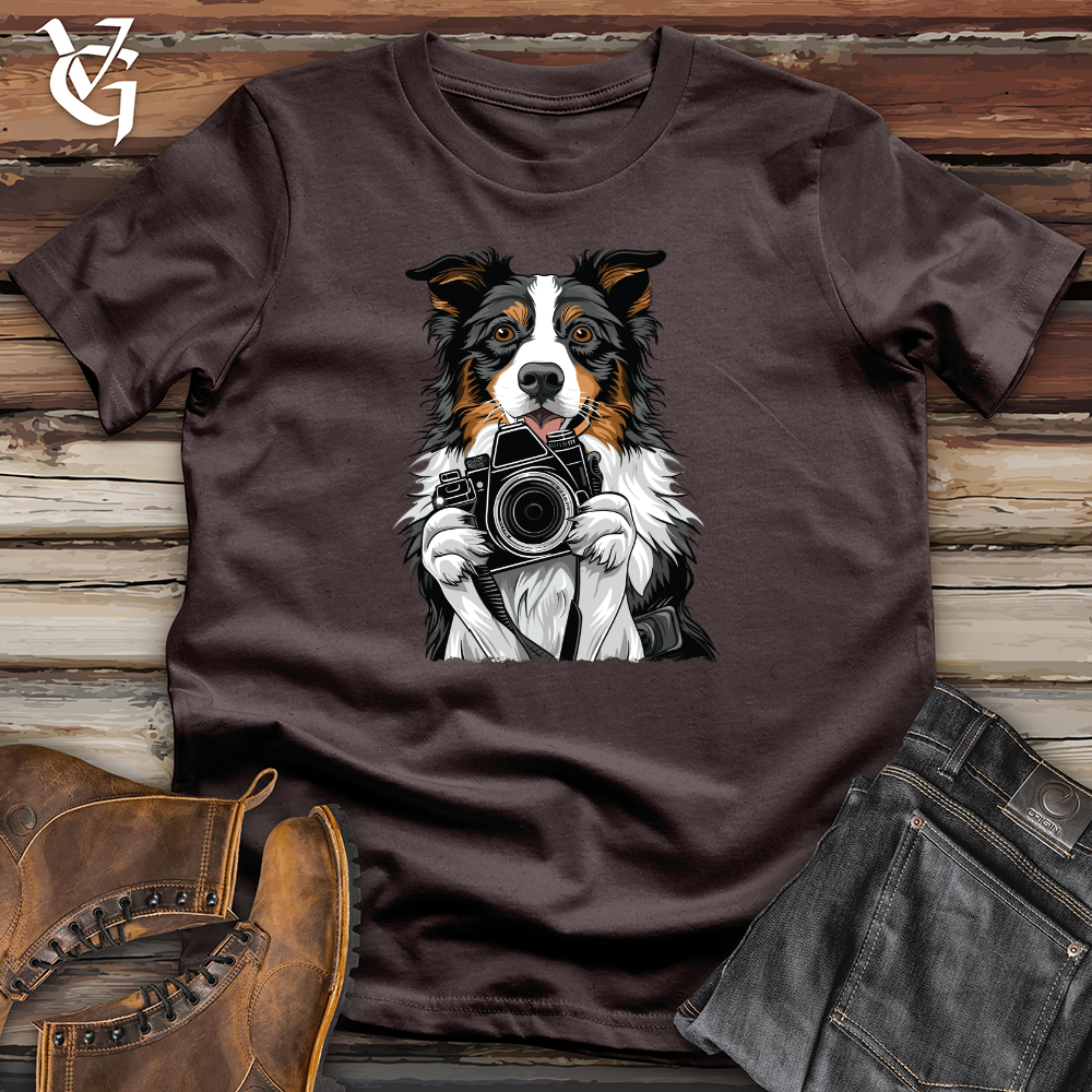 Viking Goods English Shepherd Shutterbug Charm Softstyle Tee Dark Chocolate / L