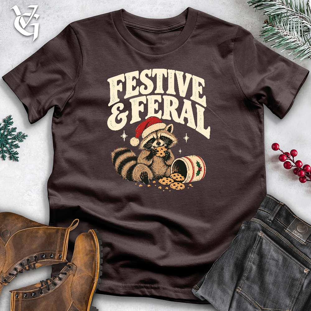 Viking Goods Festive and Feral Softstyle Tee Dark Chocolate / L