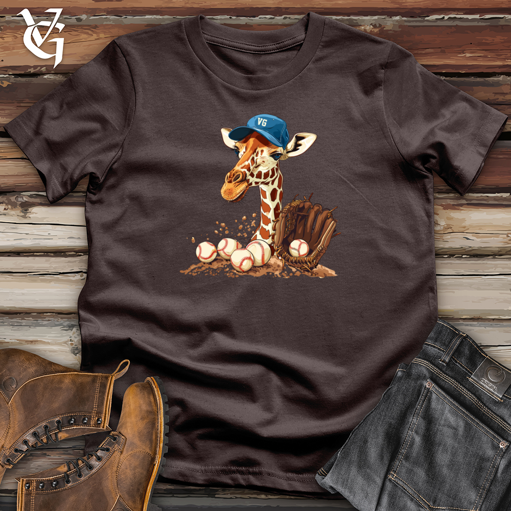 Viking Goods Giraffe Baseball Mitt Softstyle Tee Dark Chocolate / L