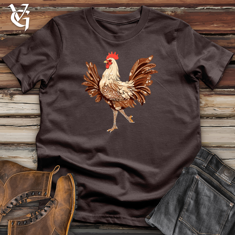 Viking Goods Glamorous Rooster Sparkle Softstyle Tee Dark Chocolate / L