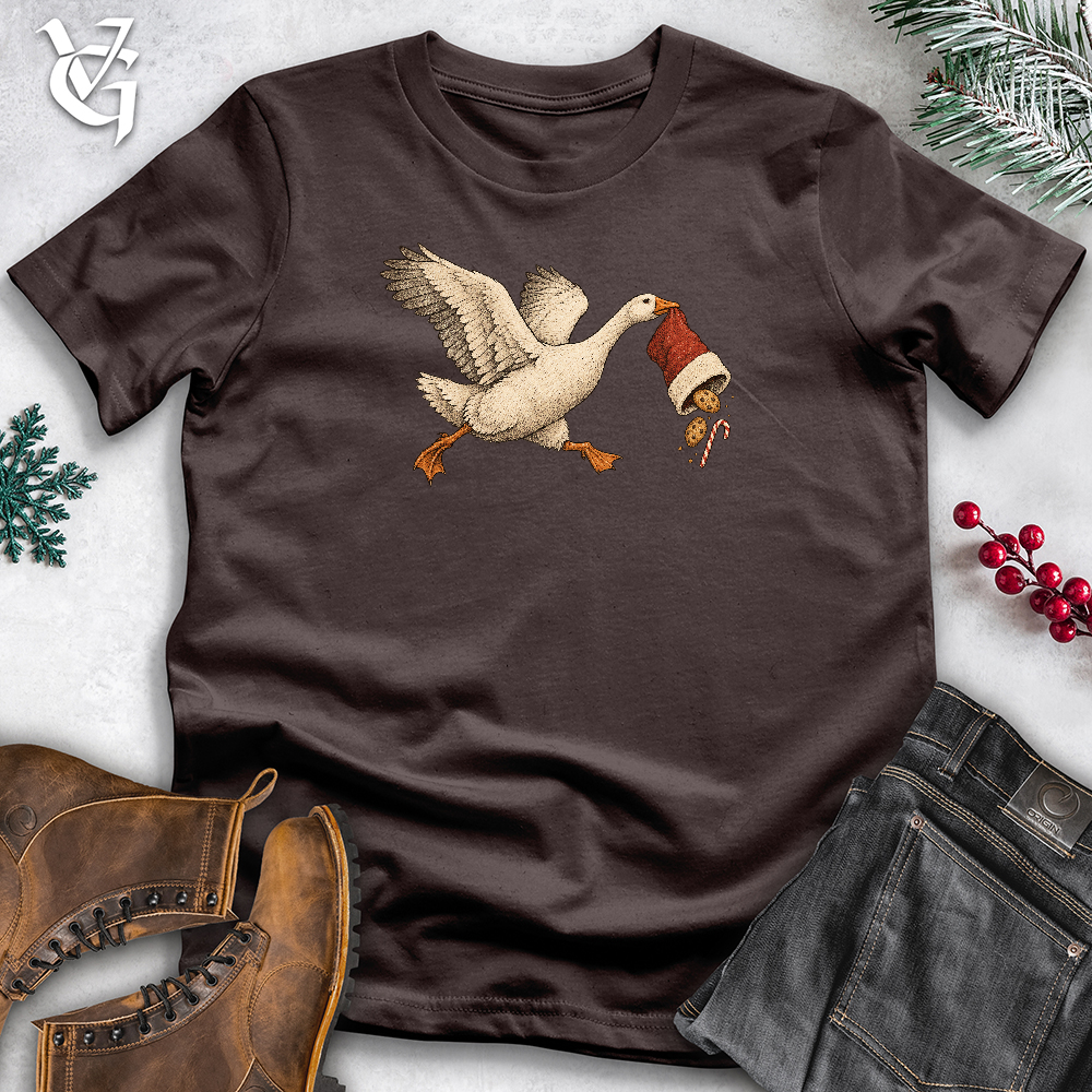 Viking Goods Goose Steals a Stocking Softstyle Tee Dark Chocolate / L