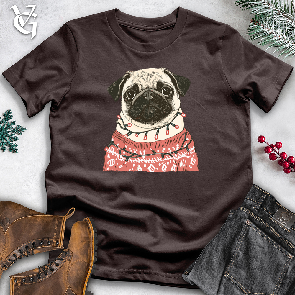 Viking Goods Holly Jolly Pug Softstyle Tee Dark Chocolate / L
