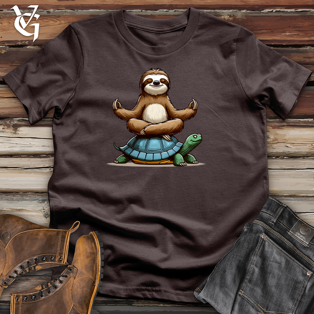 Viking Goods Meditation Sloth With Turtle Softstyle Tee Dark Chocolate / L
