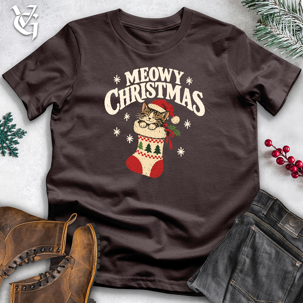 Viking Goods Meowy Christmas Softstyle Tee Dark Chocolate / L