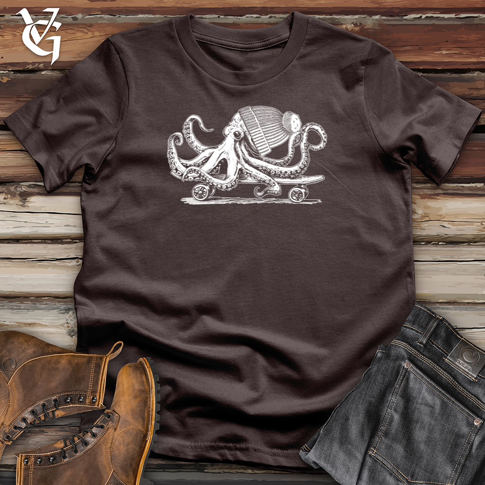 Viking Goods Octopus Chillin Skateboard Softstyle Tee Dark Chocolate / L