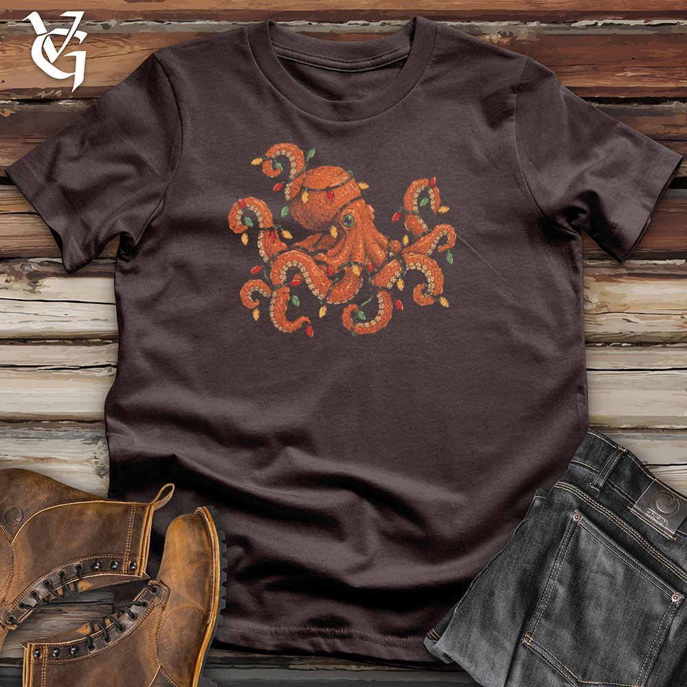 Viking Goods Octopus Christmas Lights Tee Dark Chocolate / L