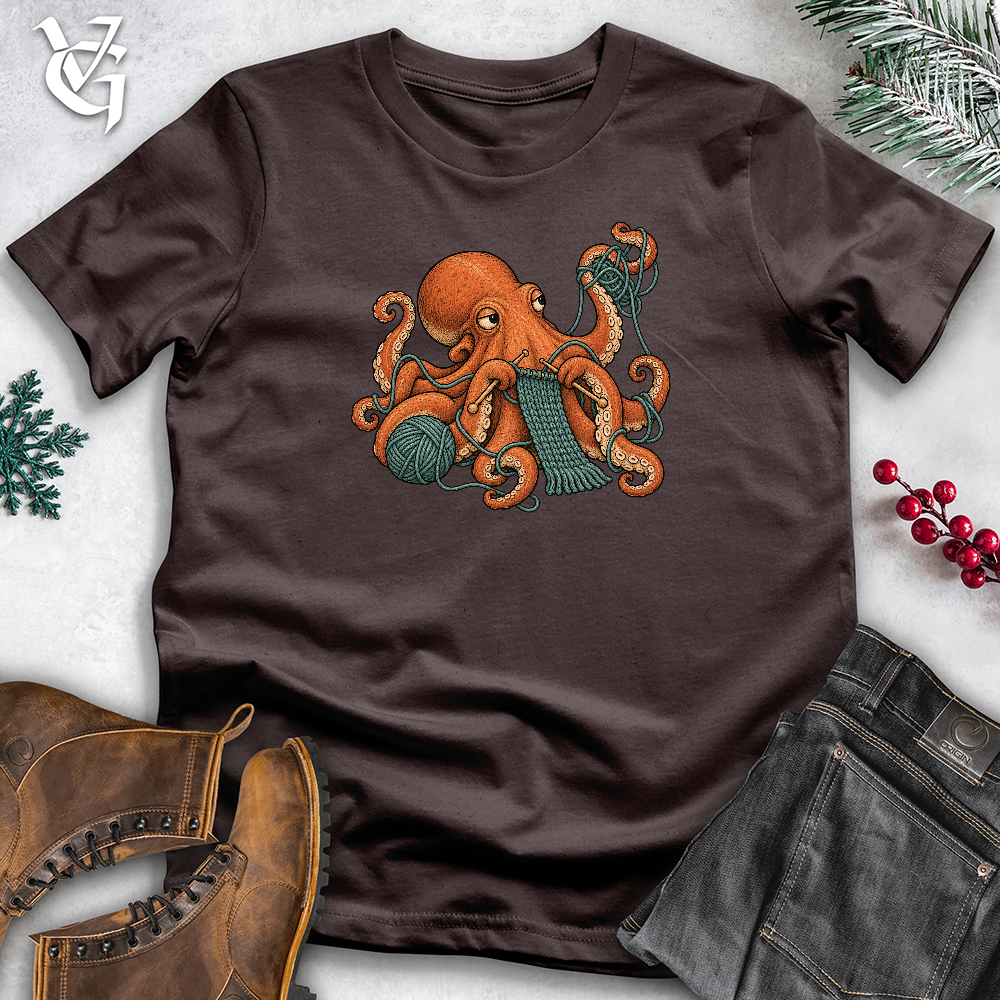Viking Goods Octopus Knitting Softstyle Tee Dark Chocolate / L