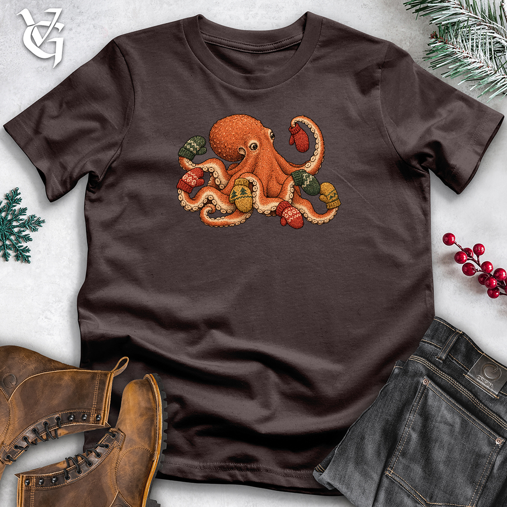 Viking Goods Octopus Mittens Softstyle Tee Dark Chocolate / L