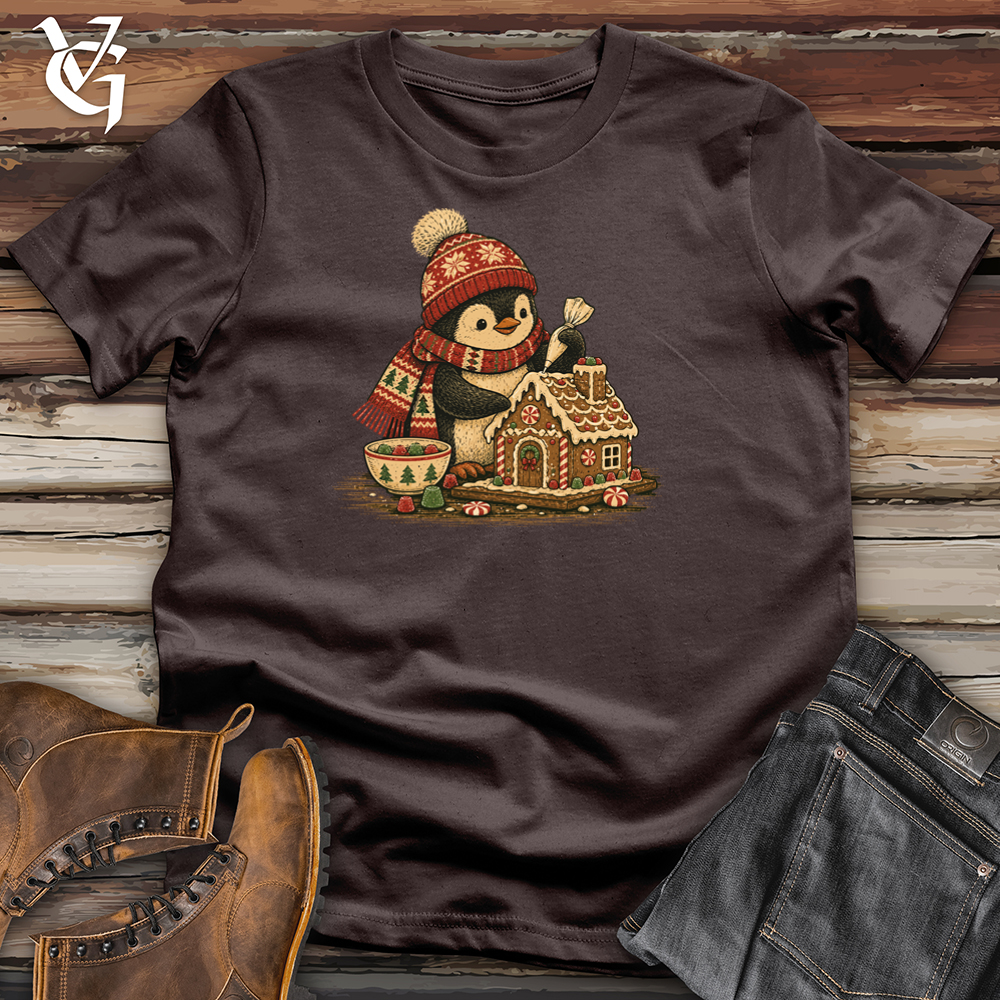 Viking Goods Penguin Gingerbread House Tee Dark Chocolate / L