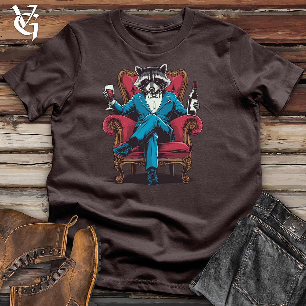 Viking Goods Raccoon With Wine Softstyle Tee Dark Chocolate / L