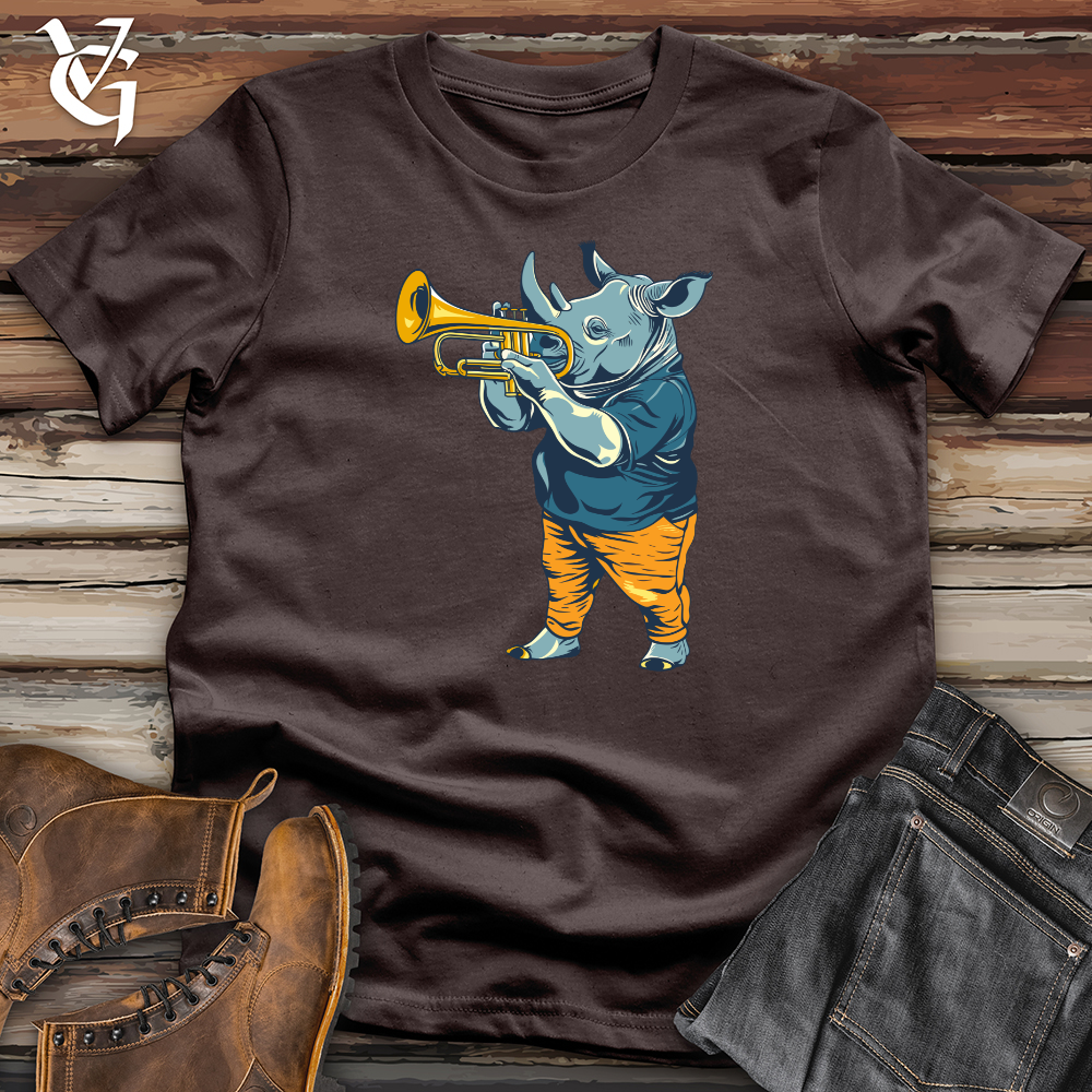 Viking Goods Rhino Playing Trumpet Softstyle Tee Dark Chocolate / L