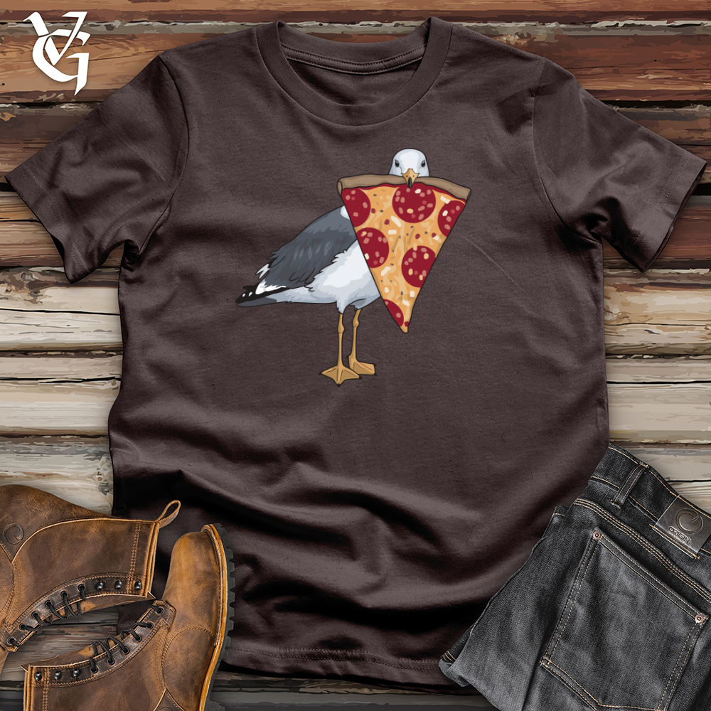 Viking Goods Seagull With Pizza Softstyle Tee Dark Chocolate / L