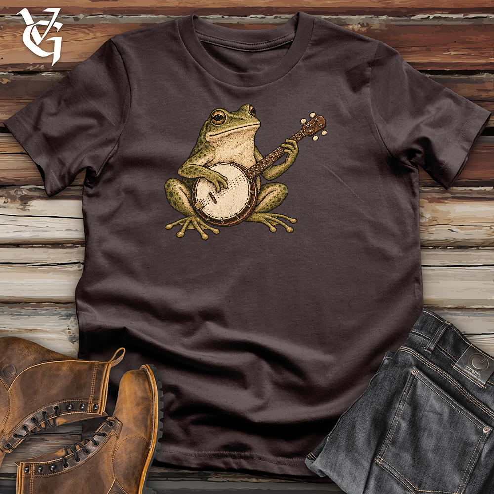Viking Goods Serene Frog Banjo Player Softstyle Tee Dark Chocolate / L