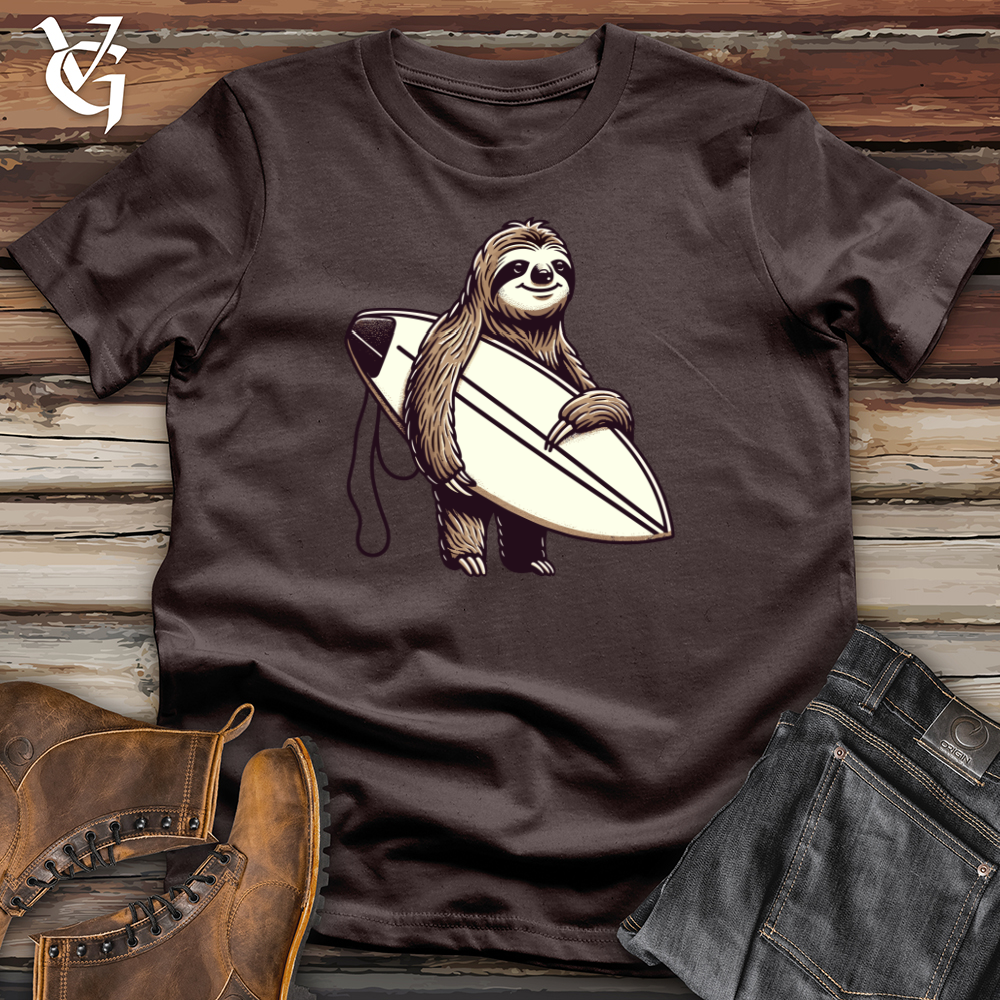 Viking Goods Sloth Surfer Softstyle Tee Dark Chocolate / L