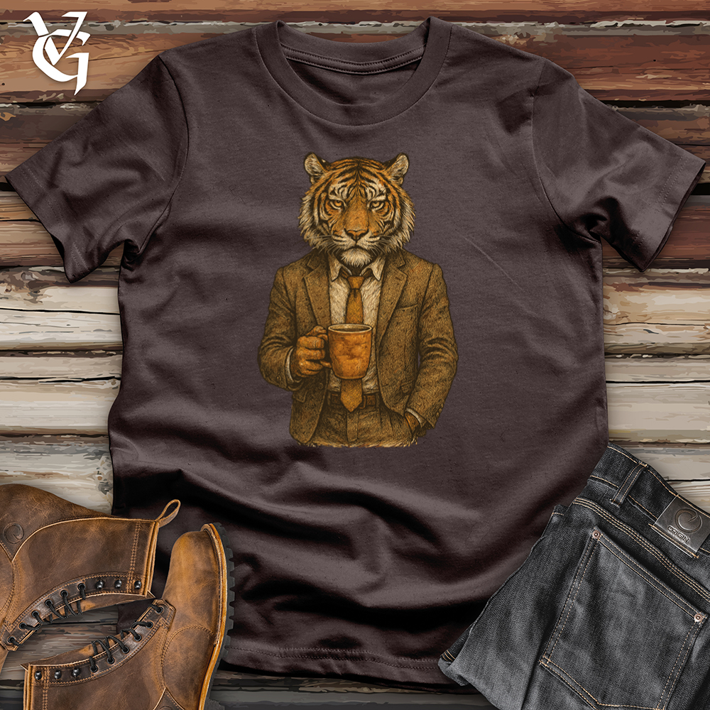 Viking Goods Tiger With Coffee Tee Dark Chocolate / L