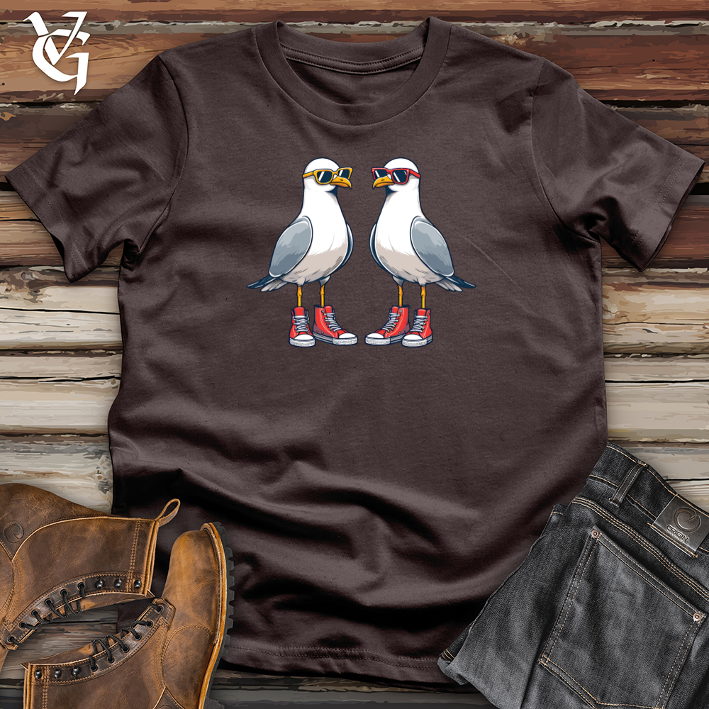 Viking Goods Two quirky Seagulls Softstyle Tee Dark Chocolate / L