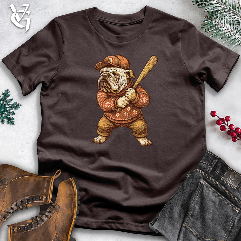 Viking Goods Christmas Bulldog Baseball Softstyle Tee Dark Chocolate / S