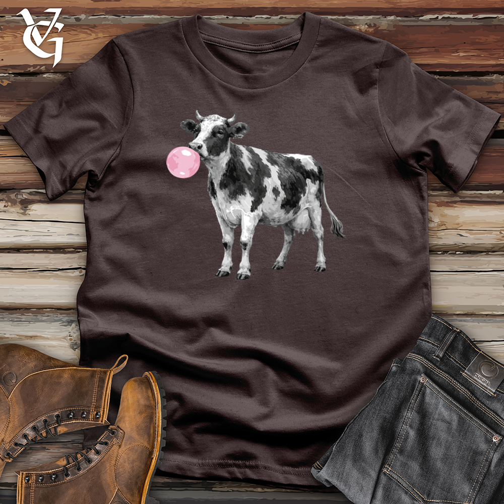 Viking Goods Cow With Bubble Gum Softstyle Tee Dark Chocolate / S