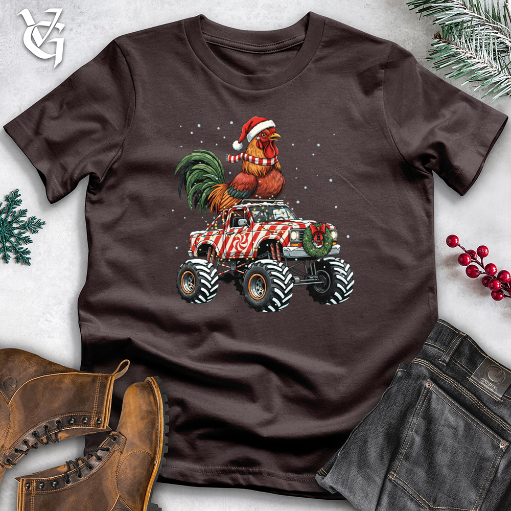 Viking Goods Holiday Chicken With Monster Truck Softstyle Tee Dark Chocolate / S