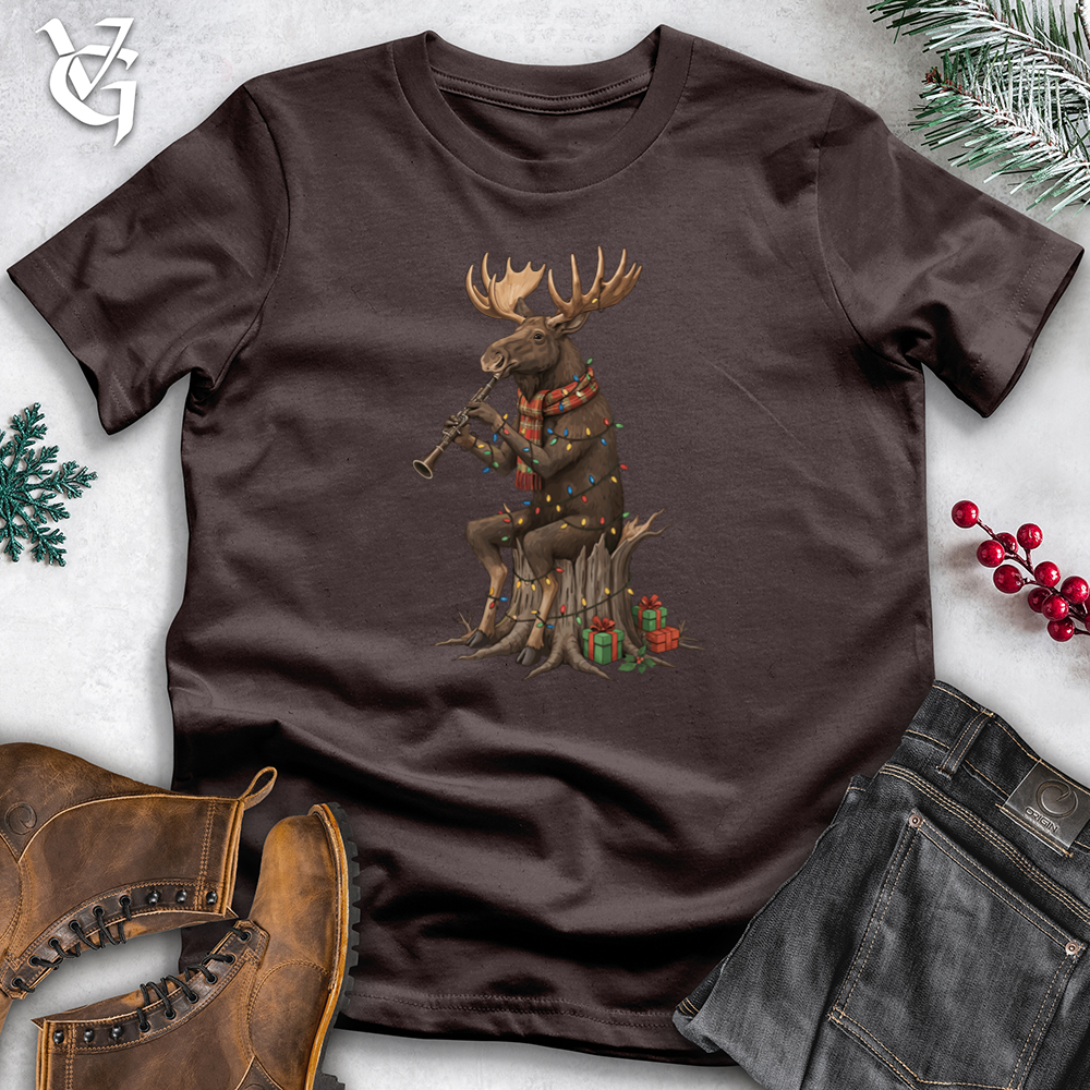 Viking Goods Holiday Moose Playing Clarinet Softstyle Tee Dark Chocolate / S