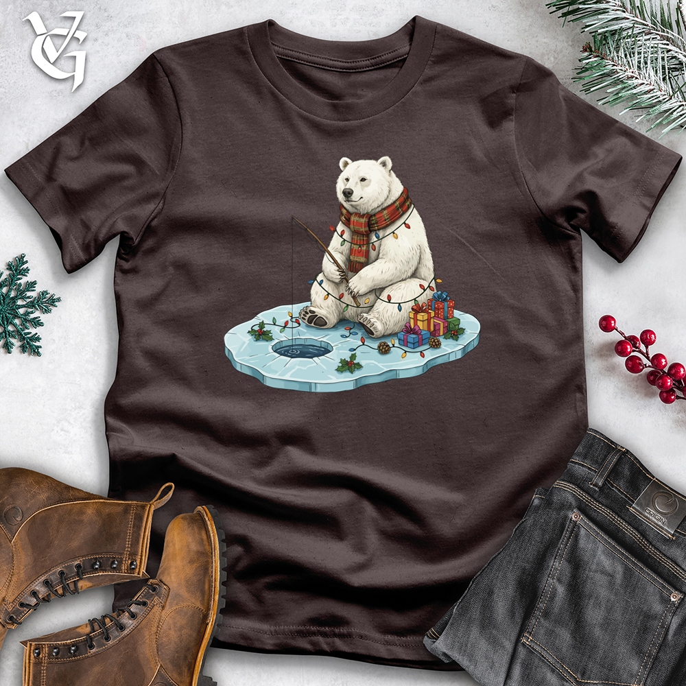 Viking Goods Holiday Polar Bear Ice Fishing Softstyle Tee Dark Chocolate / S