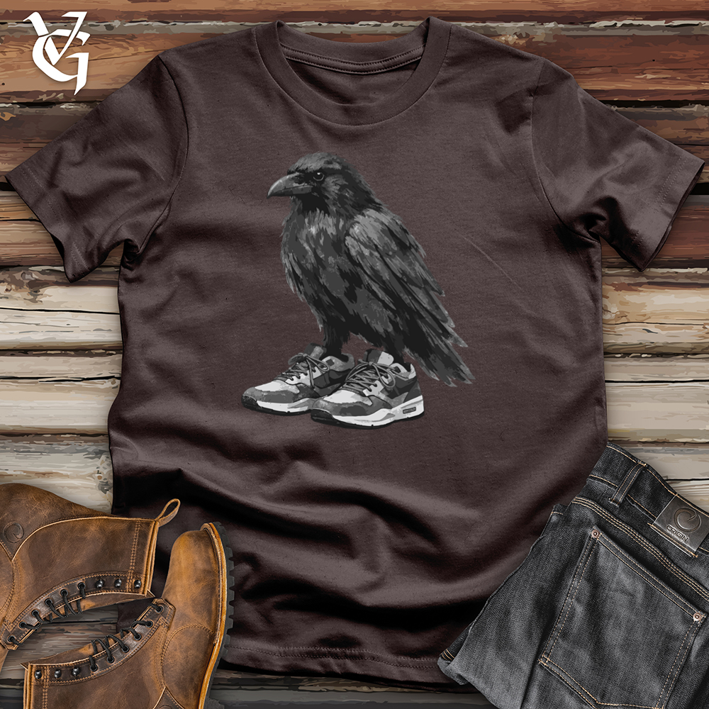 Viking Goods Raven Wearing Shoes Softstyle Tee Dark Chocolate / S