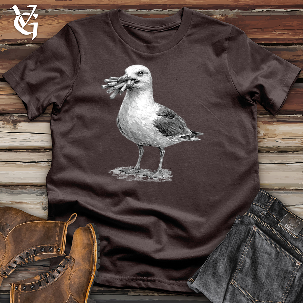 Viking Goods Seagull With French Fries Softstyle Tee Dark Chocolate / S