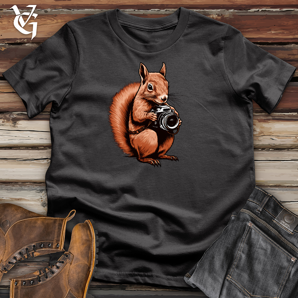 Viking Goods A Squirrel Holding Camera Cotton Tee Dark Grey / L