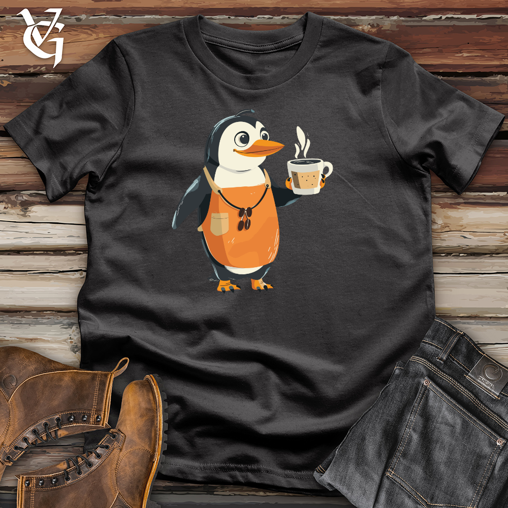 Viking Goods Barista Penguin Brew Cotton Tee Dark Grey / L