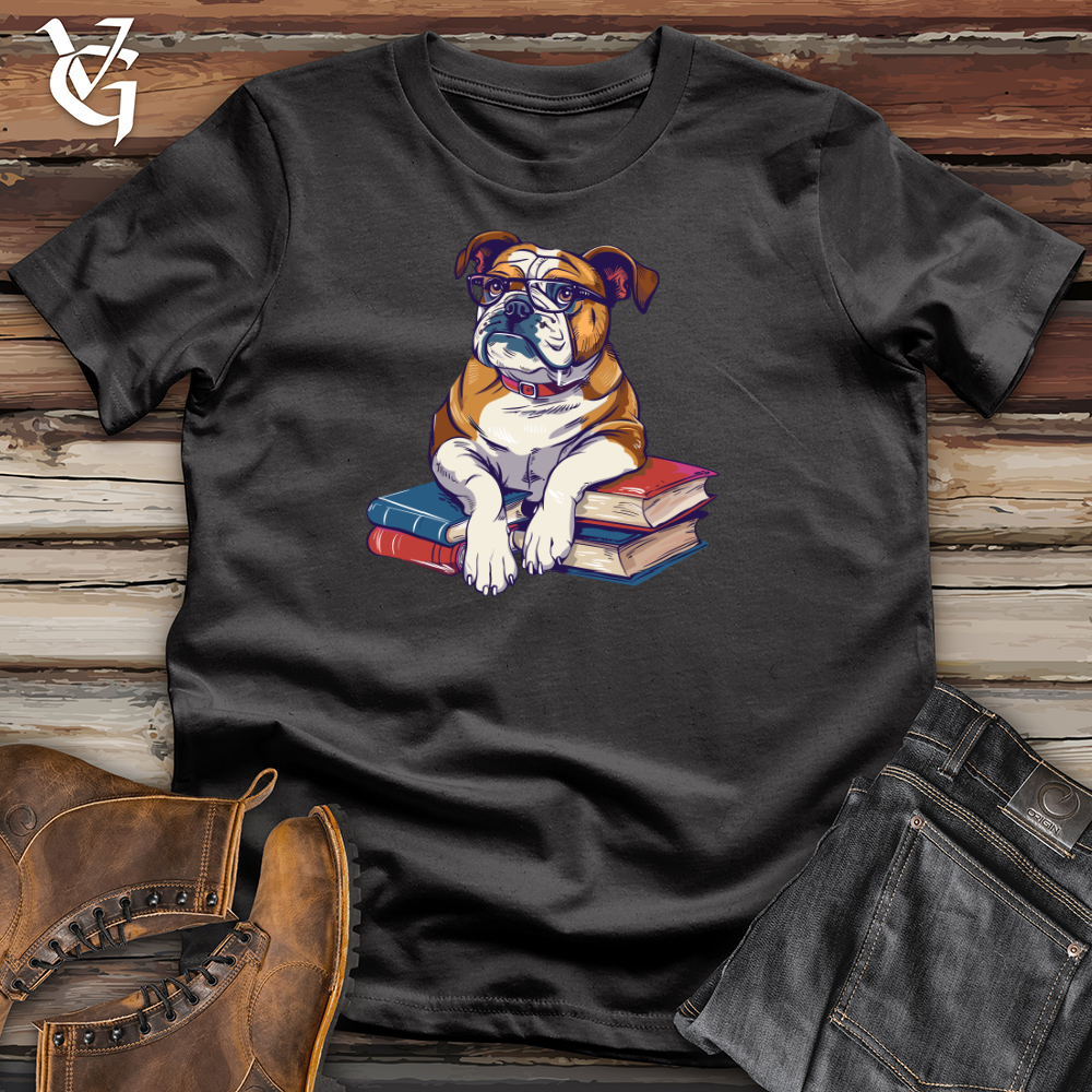Viking Goods Bulldog Librarian Wisdom Cotton Tee Dark Grey / L
