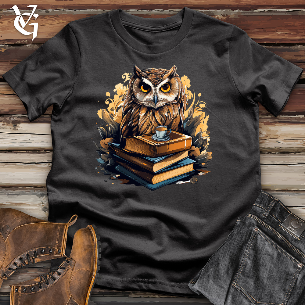 Viking Goods Curious Owl Book Reader Cotton Tee Dark Grey / L
