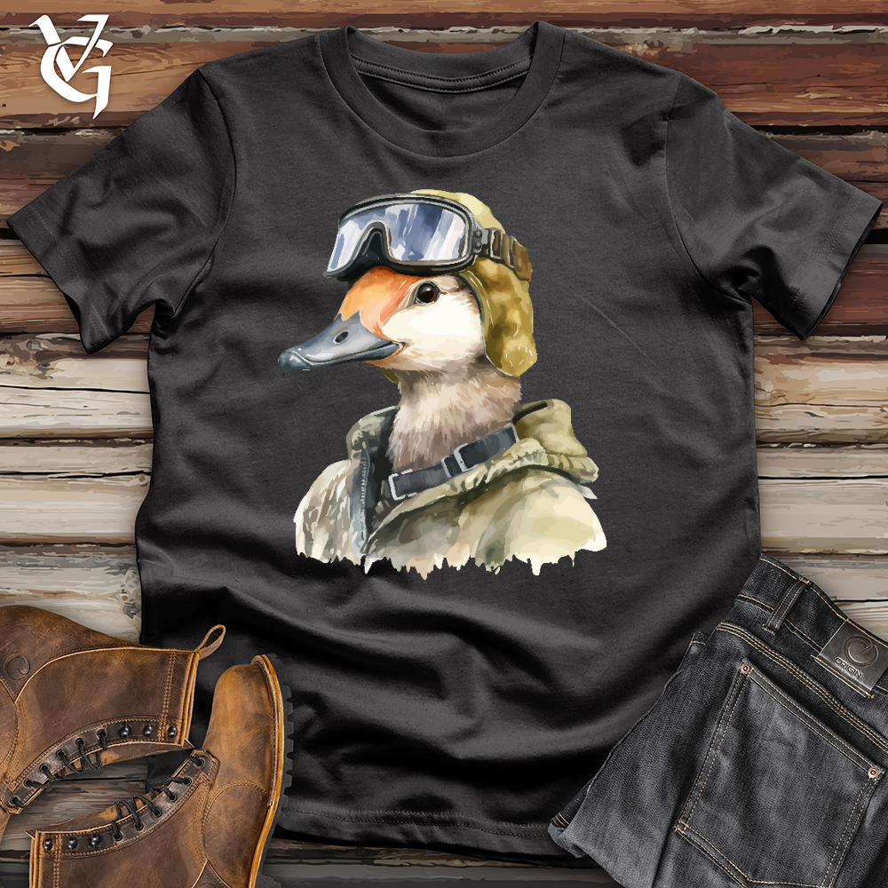Viking Goods Funny Goose Aviator Hat Cotton Tee Dark Grey / L