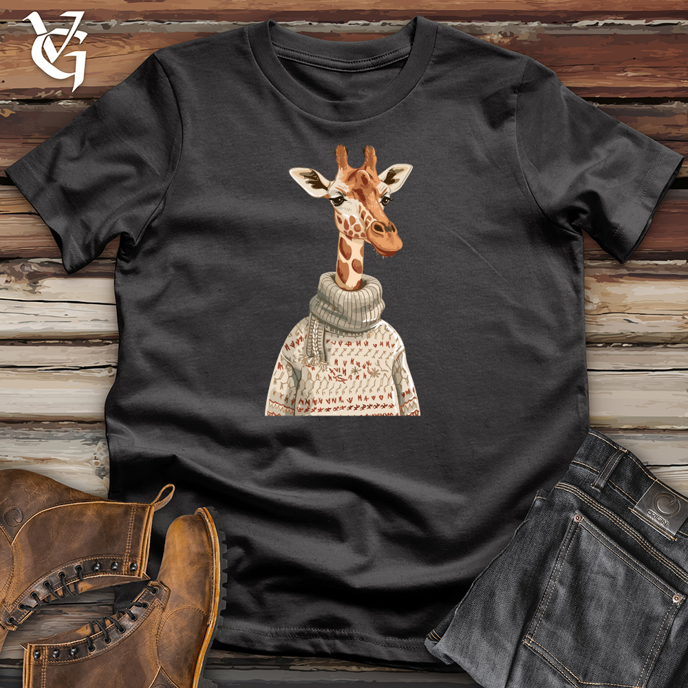 Viking Goods Giraffe Cozy Sweater Cotton Tee Dark Grey / L