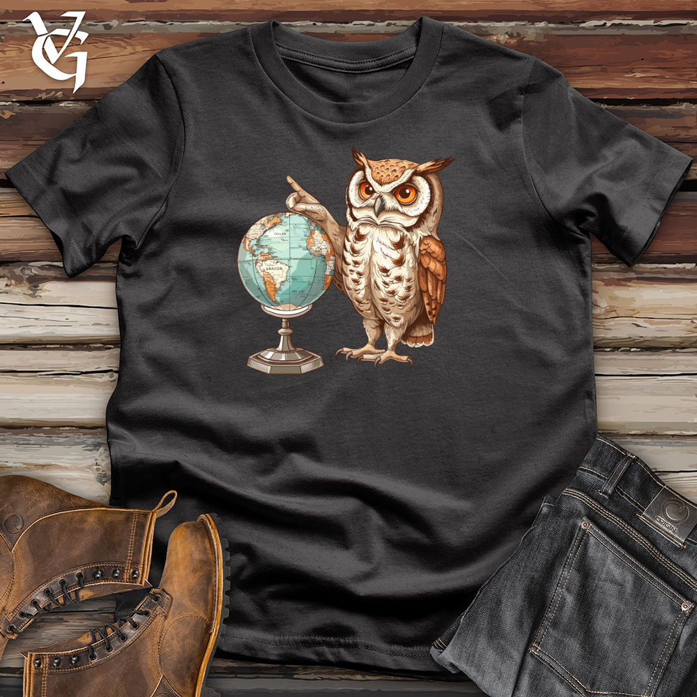 Viking Goods Owl Geographer Discovery Cotton Tee Black / L