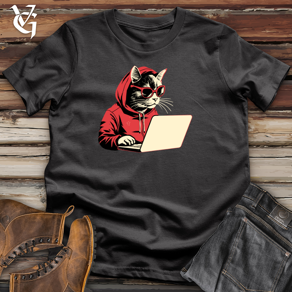 Viking Goods Retro Techy Cat Cotton Tee Dark Grey / L