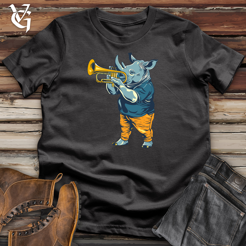 Viking Goods Rhino Playing Trumpet Cotton Tee Dark Grey / L