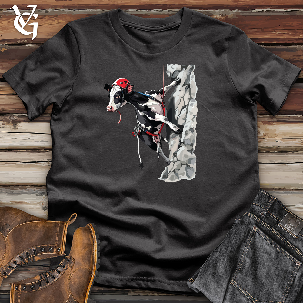 Viking Goods Rock Climbing Cow Cotton Tee Dark Grey / L