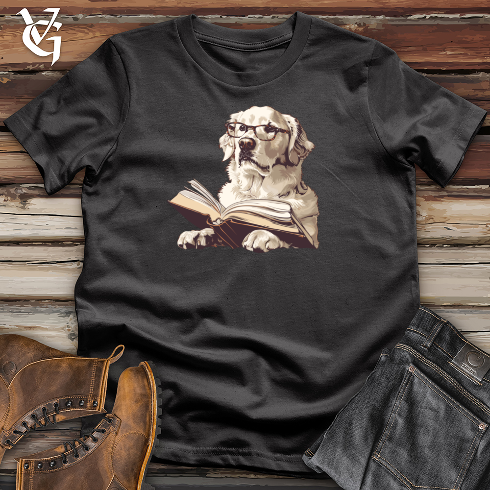 Viking Goods Scholarly Golden Retriever Bookmark Cotton Tee Dark Grey / L