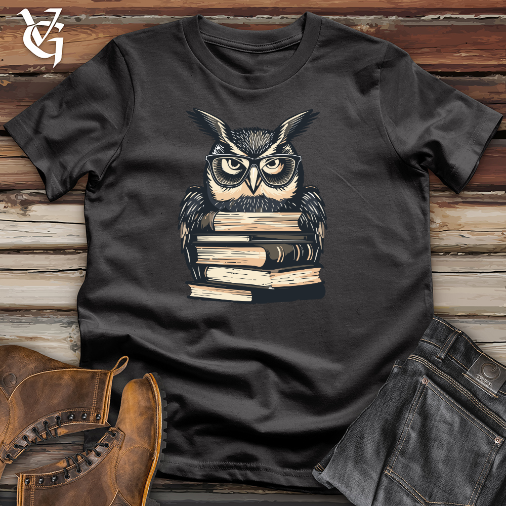 Viking Goods Scholarly Owl Librarian Cotton Tee Dark Grey / L