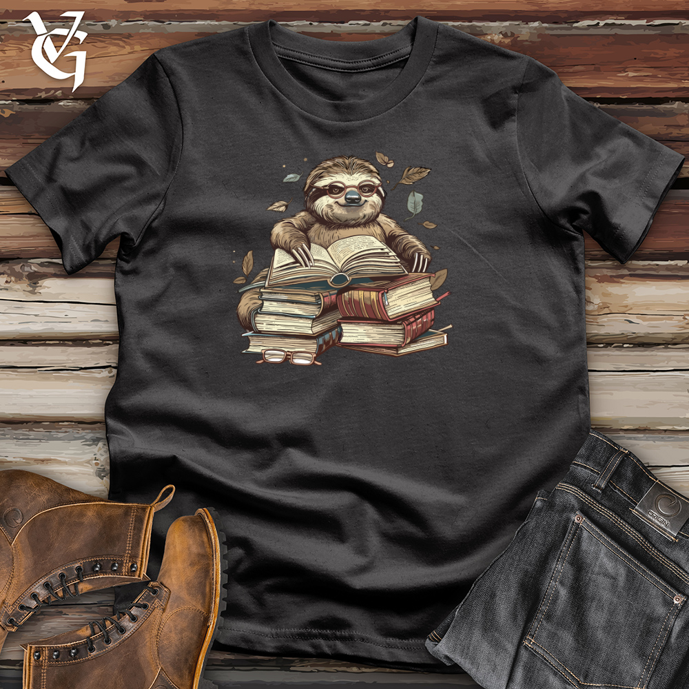 Viking Goods Sloth Librarian Wisdom Cotton Tee Dark Grey / L