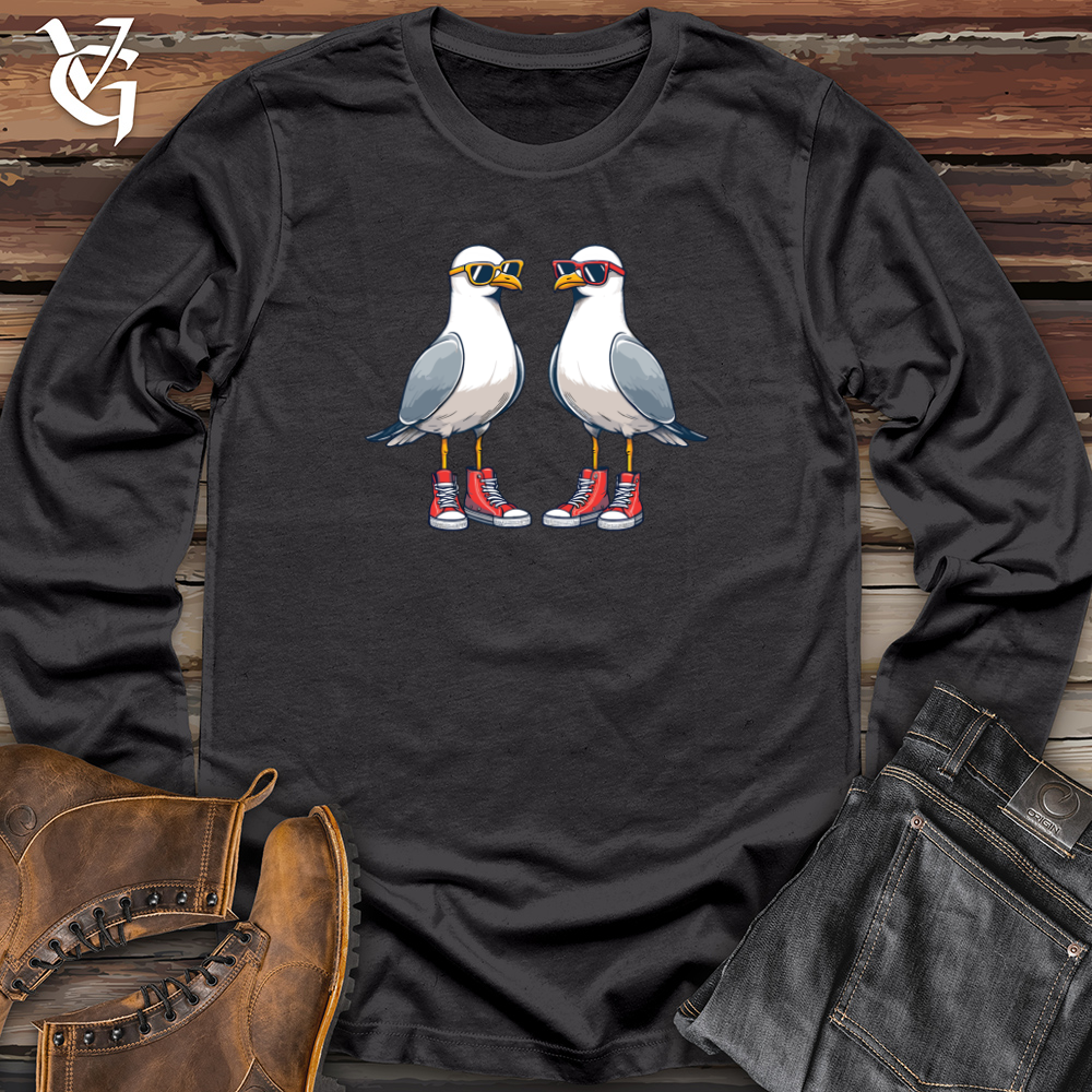 Viking Goods Two quirky Seagulls Long Sleeve Dark Grey / L