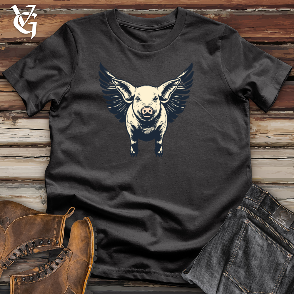 Viking Goods Vintage Winged Swine Cotton Tee Dark Grey / L