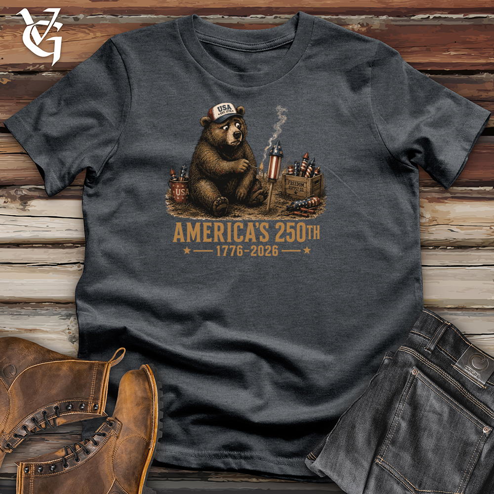 Viking Goods Bear Fireworks Softstyle Tee Dark Heather / L