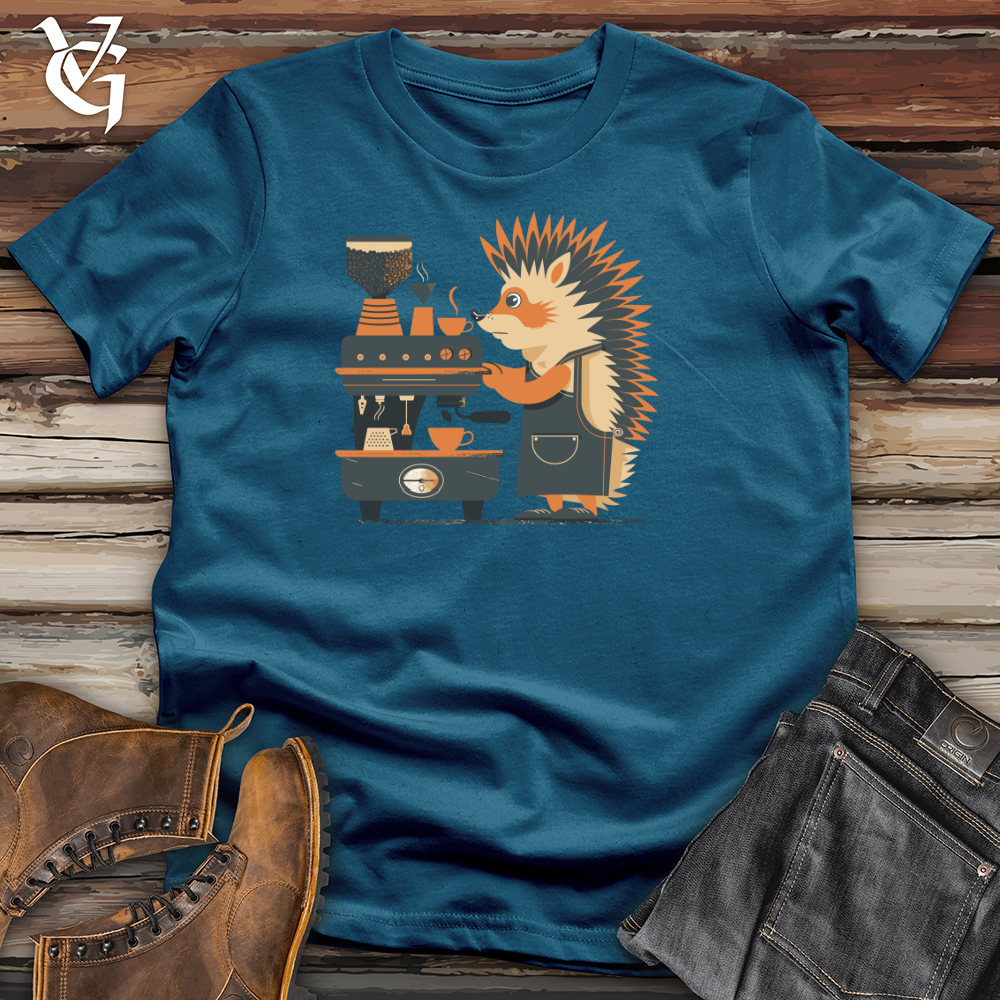 Viking Goods Barista Hedgehog Brew Cotton Tee Deep Teal / L