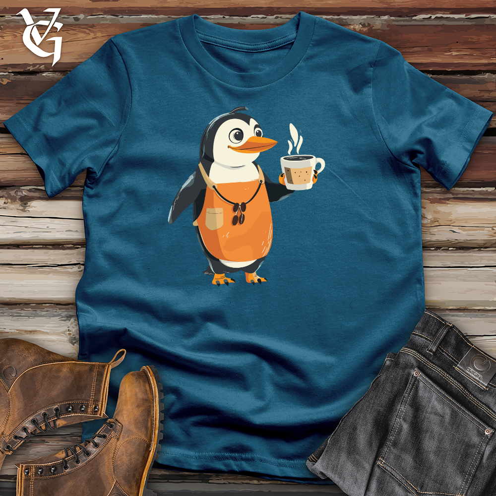 Viking Goods Barista Penguin Brew Cotton Tee Deep Teal / L