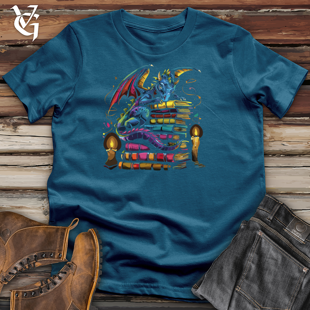 Viking Goods Bibliophile Dragon Enchantment Cotton Tee Deep Teal / L