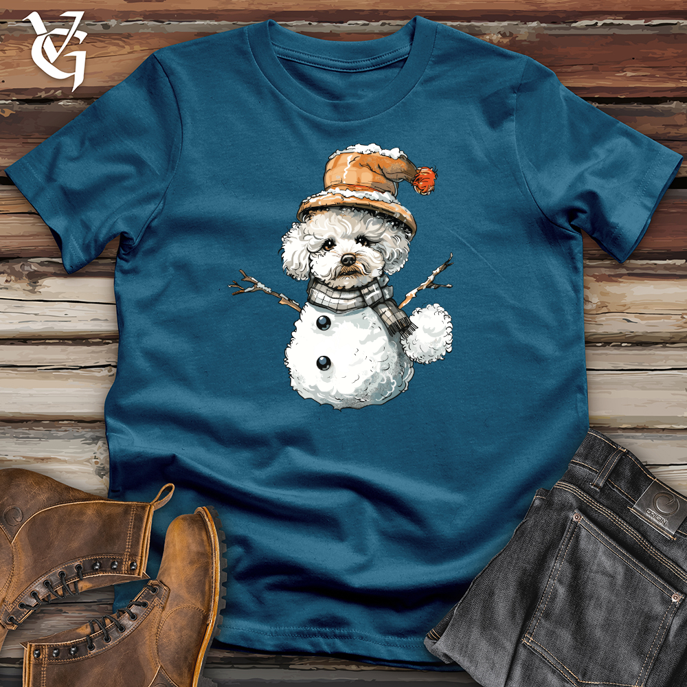 Viking Goods Bichon Snowman Frolic Cotton Tee Deep Teal / L