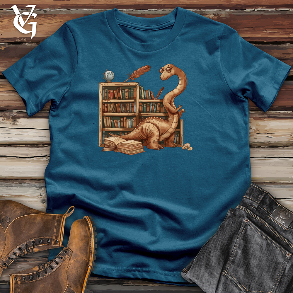 Viking Goods Brontosaurus Librarian Chronicles Cotton Tee Deep Teal / L