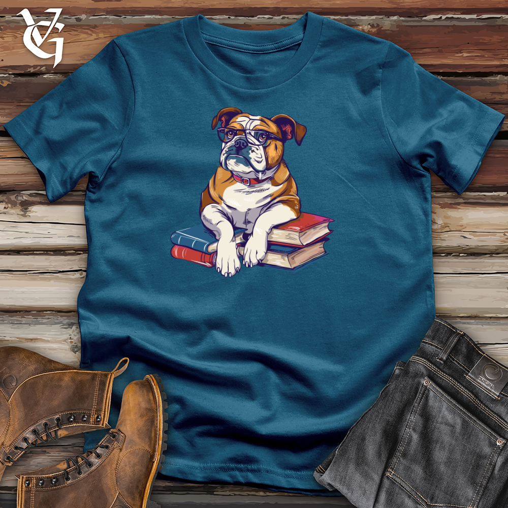 Viking Goods Bulldog Librarian Wisdom Cotton Tee Deep Teal / L