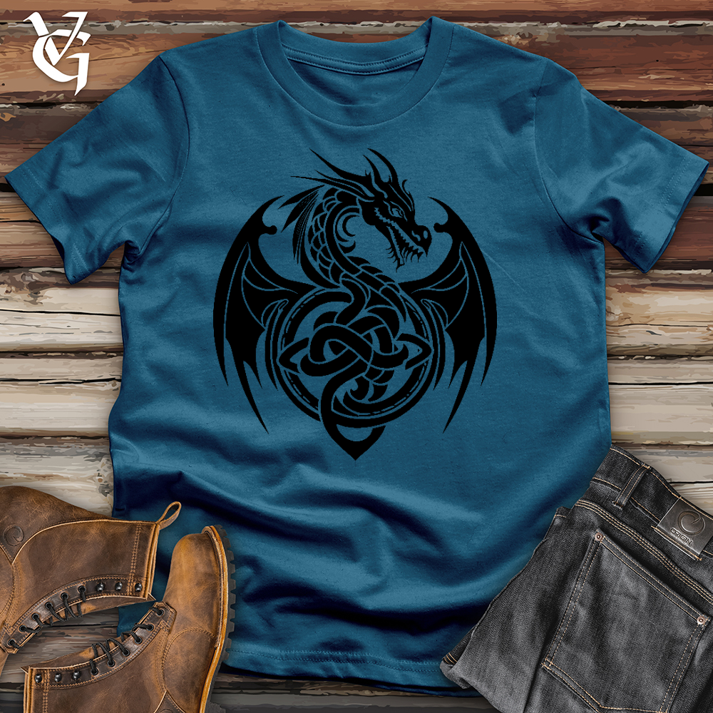 Viking Goods Celtic Rust Dragon Cotton Tee Deep Teal / L